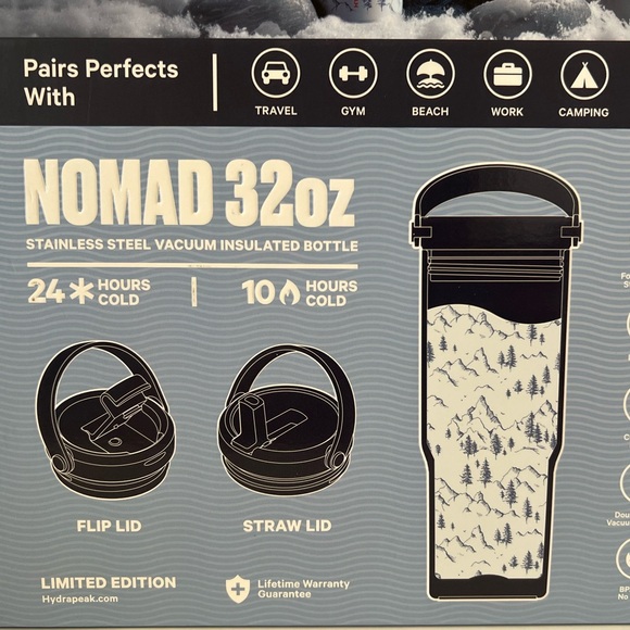 HYDRAPEAK Nomad 32oz Limited Edition Tumbler NIB with Extra Lid - Picture 3 of 4